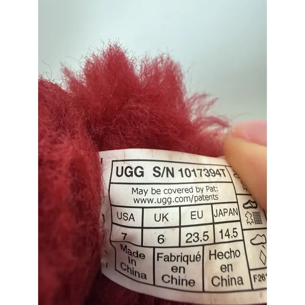 UGG Bailey Bow Boots Toddler Girls 7 Red Suede Sheepskin Fur